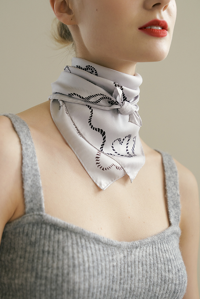 love silk mini scarf - gery