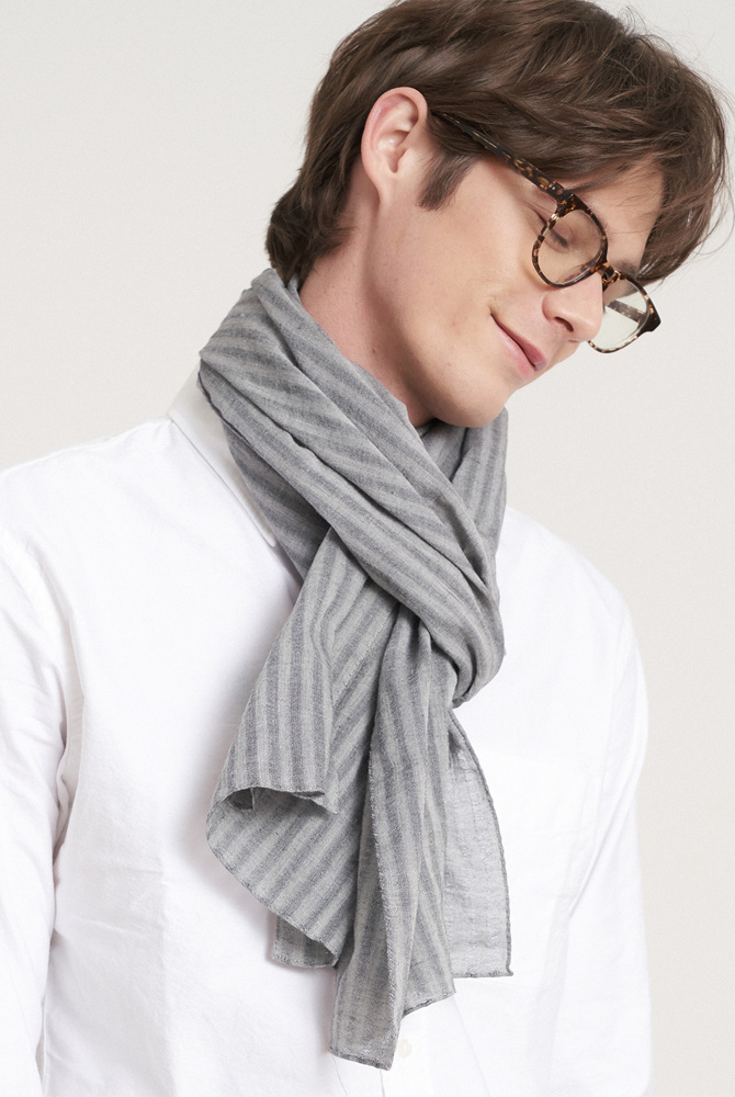 solid stripe scarf - grey