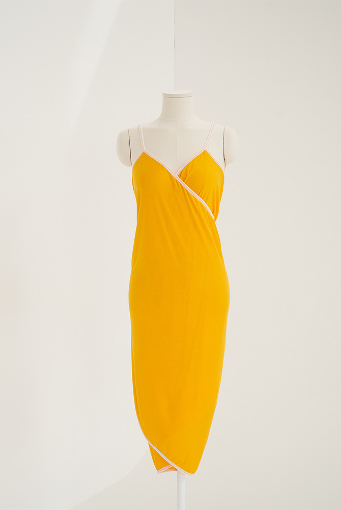 basic wrap dress-yellow