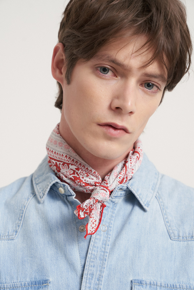 line paisley mini scarf - red