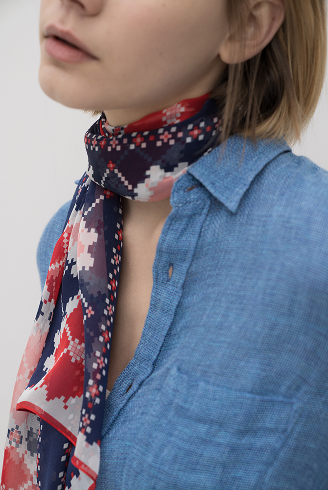 claire silk tie scarf - navy
